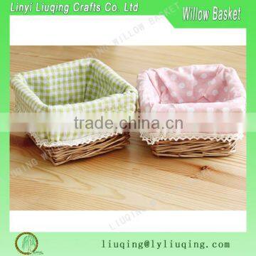 Hot sale chocolate willow basket willow decoration with lining