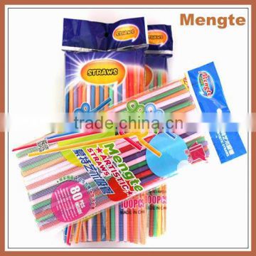 6mm*265mm disposable plastic straw colorful fancy drinking straws