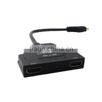 High Quality 1in 2 out HD MI 2 ports Splitter Supports 4K82K