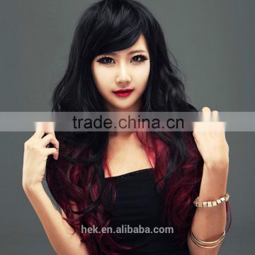 high quality hand tied machine made synthetic fiber women's wig