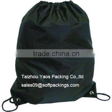 budget nylon drawstring bag, black string backpack bag