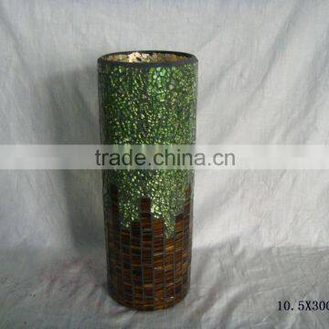 GREEN MOSAIC STRAIGHT GLASS VASE