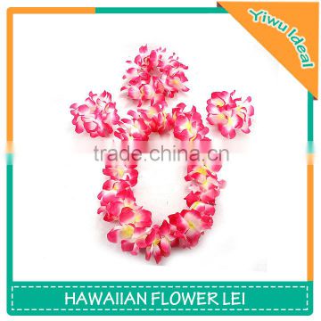 Wedding Party Artificial Pink Hawaii Flower Lei Set
