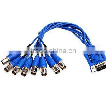 VGA 15-Pin Male Break Out to 8 BNC Female Cable Connectors for CCTV System