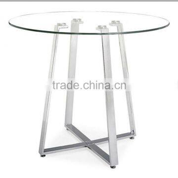 Clear Glass/Chromed Steel Modern Counter Dining Table