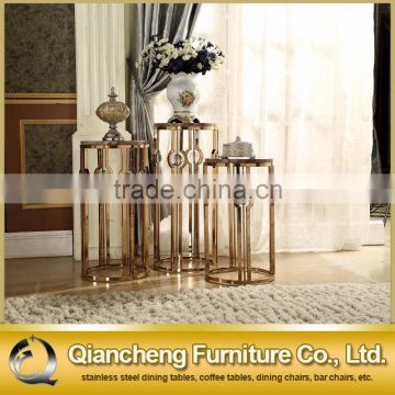 Round marble flower stand golden color for wedding