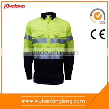 2017 hot sales 100% cotton Long sleeve workwear coverall and safety shirt