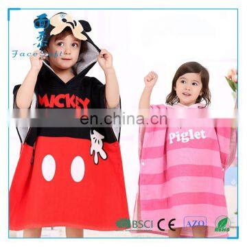 China Alibaba supplier 100%cotton flannel soft magic baby bath towels with hood /cartoon printed hooded poncho towels for kids