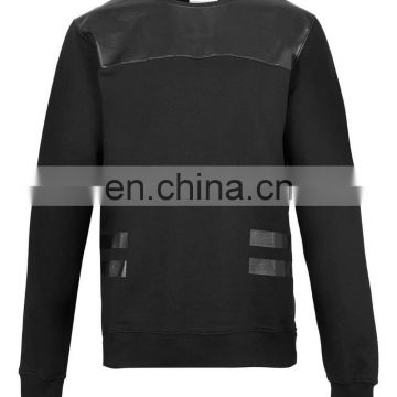 CHEFON Black PU Leather Sweatshirt CTSS0011