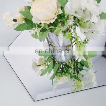 Round rectangle hexagon mirrors candle plate cheap mirrors candle holders for party