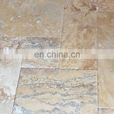 High Quality Customized Size  Wholesale Price Turkish Scabas Travertine Tumbled Pattern Set From Turkey CEM-FPT-08