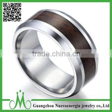 High quality men fashion jewelry 2016 wooden inlay tungsten ring