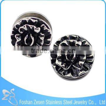 OEM rose shaped ear plug 316l implant grade surgical stainless steel body jewelry