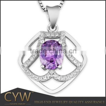CYW Jewelry Factory Silver 925 Pendant Jewelry Alibaba In Russian Purple CZ Pendant Wholesale