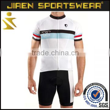 Accept sample order custom cycling suits bicycle jerseys whiter cycing jersey and black shorts