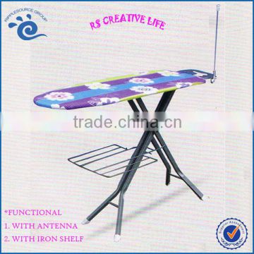Height Adjustable With Antenna And Shelf Metal Mesh Ironing Board