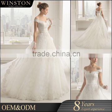 Guangzhou Supplier a-line with tulle overlay skirt wedding dress