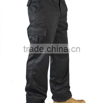 heavy duty Black mens twill cargo pants with many pockets