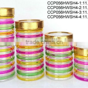 CCP056HWSH4 hand-painted glass jar with golden lid