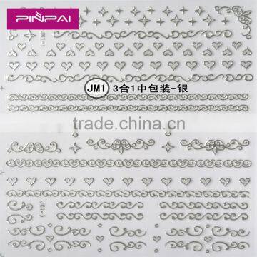 Wholesale 3d silver metal nail art stickers