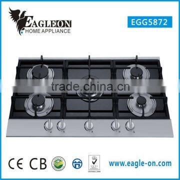 EGG5872 87cm temper glass built-in gas stove/ gas hobs / gas cooktop/ 5 Sabaf burners