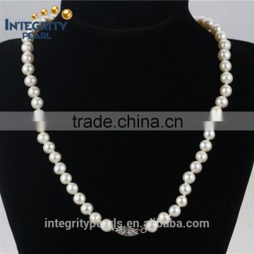 7mm AA- perfect round natural wedding pearl necklace, white pearl necklace, women pearl necklace