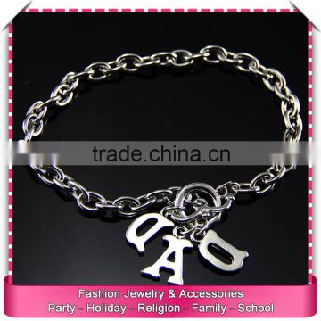 Make your own logo imitation silver charm bracelet, hot sale chain link bracelet