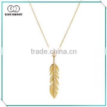 China Manufacturer Large Silver Feather Necklace