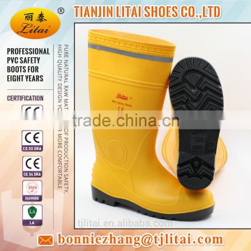 PVC safety boots with steel toe and steel plate,industrial pvc boots with reflective stripe