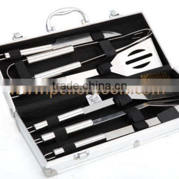 Stainless Steel BBQ Tools 6pcs Set Spatula, Brush, Fork, Grill Clip, Oil Brush, BBQ Knife BBQ Grill Accessories set