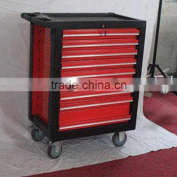 Nine drawers tool cabinet with four wheels