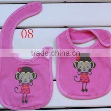 Made in China fashion design comfortable 100% cotton baby bibs with customize printing