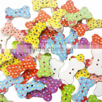 30pcs 2-Hole Multicolor Bone Pattern Natural Wooden Buttons Decorative Button Sewing Craft DIY Accessories