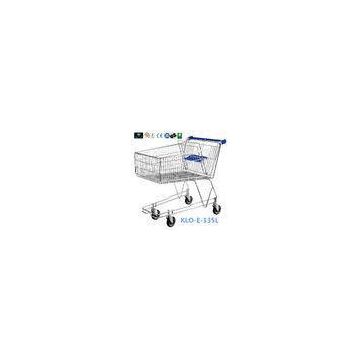 4 Wheeled 135L Metal Wire UK Shopping Cart With Baby Seat / Supermarket Equipment