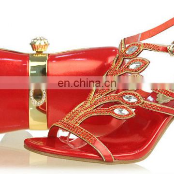 Top quality popular red low heel bridal shoes