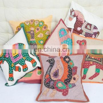 Company custom handmade animal design cushion cover custom royal animal printing jaipuri cushion covers