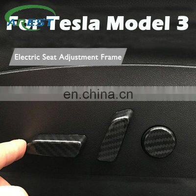 For Tesla Model 3 2017 2018 2019 Electric Seat Adjustment Decorative Cover Carbon Fiber Modified Accessories Protective Frame