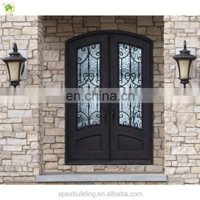 arch top wrought iron double pane unbreakable sliding glass flyscreen doors