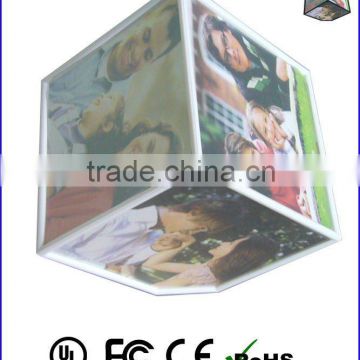 Pernanent Automatic Rotating Plastic Cube Photo Frame