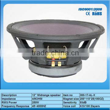 High quality professional speaker 250W speaker 12inch subwoofer midrange speaker