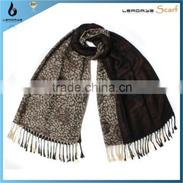 viscose rose jacquard leopard pashmina scarf