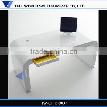 Top design cool Acrylic solid surface high gloss half round office desk