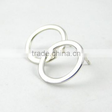 Onlfin High Polished Sterling Silver Circle Stud Earring Circle Post Earrings