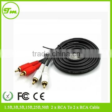 1.5ft,3ft,5ft,15ft,25ft,50ft 2 x RCA To 2 x RCA Cable