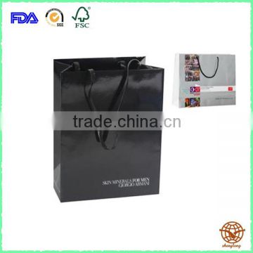 Fashinable Black Glossy paper bag , Factory driect sale shopping bag
