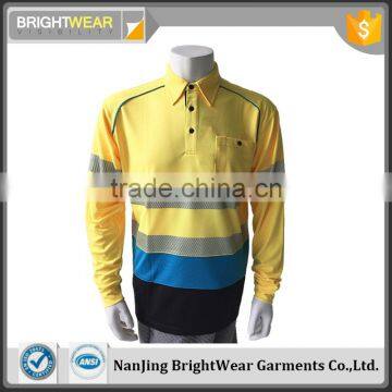 Hot sale hi vis contrast color 3M5510 segmented tape safety man reflective polo shirt