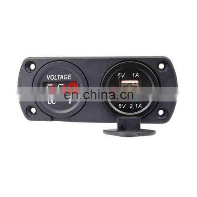 Automobile round voltmeter + dual USB single lamp 3.1A two-hole panel combination