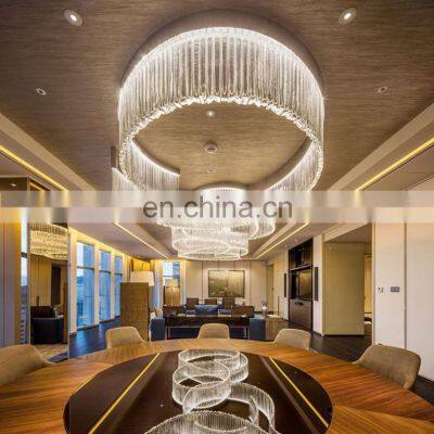 Modern Amber Crystal Ring Chandelier with LED Light Source Customizable for Hotel Lobby Office Home Office Warm White