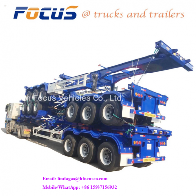 China Cheap Price Tri Axles Container Chassis Frame Skeleton Semi Trailer For Sale,China Factory Skeleton/Skeletal 20gp 40gp Container Truck Trailer in Stock