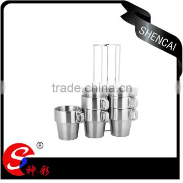 stainless steel travel mug/ 7pcs tea cup drinking water coffee mug set